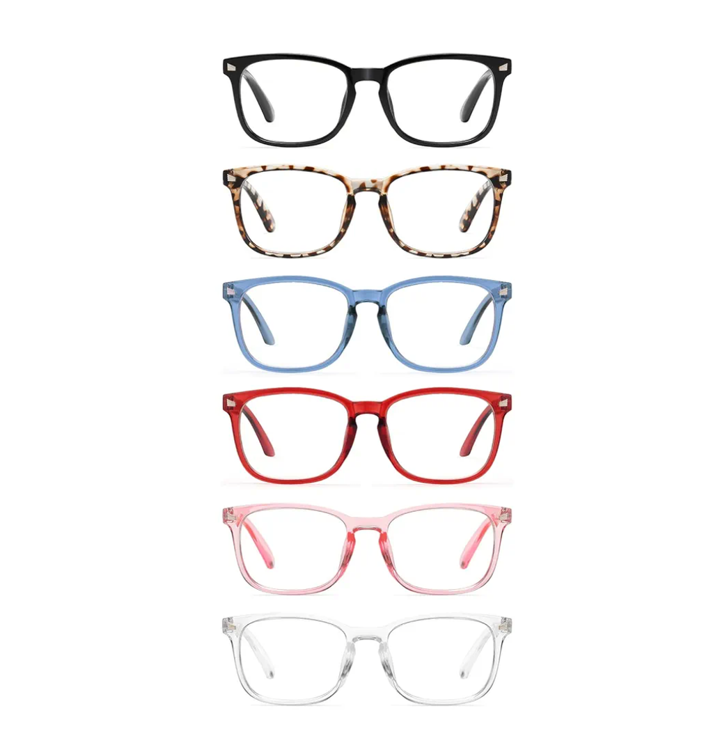 CCVOO 6 Pack Blue Light Blocking Reading Glasses, Anti Headache/Glare/Eye Strain Readers Computer Eyeglasses Women/Men (6 Pack Mix,2.00)
