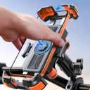 JOYROOM Motorcycle Phone Mount Holder - [Dual Vibration Dampener] 150mph Anti-Shock Phone Holder for Motorcycle [Metal Adjustment Arm] Bicycle Bike Phone Holder Mount for 4.7-7" Cell Phones, Orange