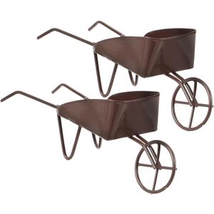 Model Miniature Wheelbarrow, 2pcs Wheelbarrow Miniature Gardening Box Dollhouse Barrows Simulation Cart Models for Action Figures Landscape Decoration