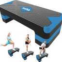 Adjustable Aerobic Exercise Step- Workout Step Platform, 26.5" Step Deck with 4", 6", 8" Height Risers, Women's Home Gym Fitness, 26.5" X 10.5"