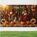 Happy Fall Banner 71x43 Inchs Fall Scarecrow Sunflower Outdoor Indoor Backdrop Banner Autumn Thanksgiving Party Decor Autumn Maple Leaves Pumpkins Backdrop Decorations