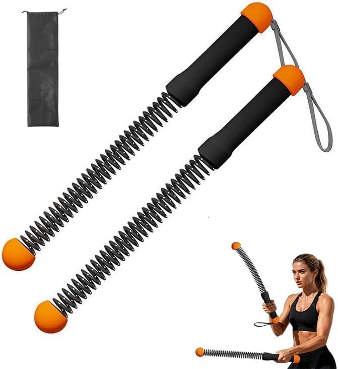 2PCS Weighted Ropeless Battle Ropes for Home Gym, Heavy Duty Arm Exerciser for Strength Training, Portable Battle Rope for Advanced Workouts and Core Muscle Building (Orange and Black 3)