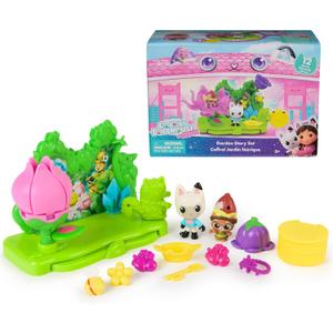 Gabby's Dollhouse: The Movie, Garden Story Set, Pandy Paws & Kitty Gnome Figures and 9 Dollhouse Accessories, Kids Toys for Girls & Boys Ages 3 and Up