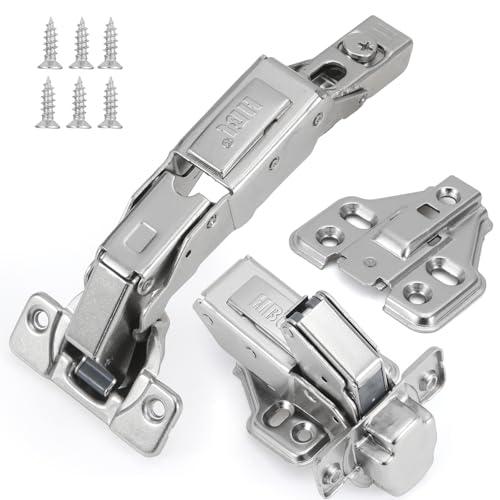 HBL' 2 Pack 165 Degree Soft Close Cabinet Hinges, Half Overlay Kitchen Cabinet Hinges, Concealed European Hinges for Lazy Susan, Pie Corner Cabinet, Open Widely and Easy Access