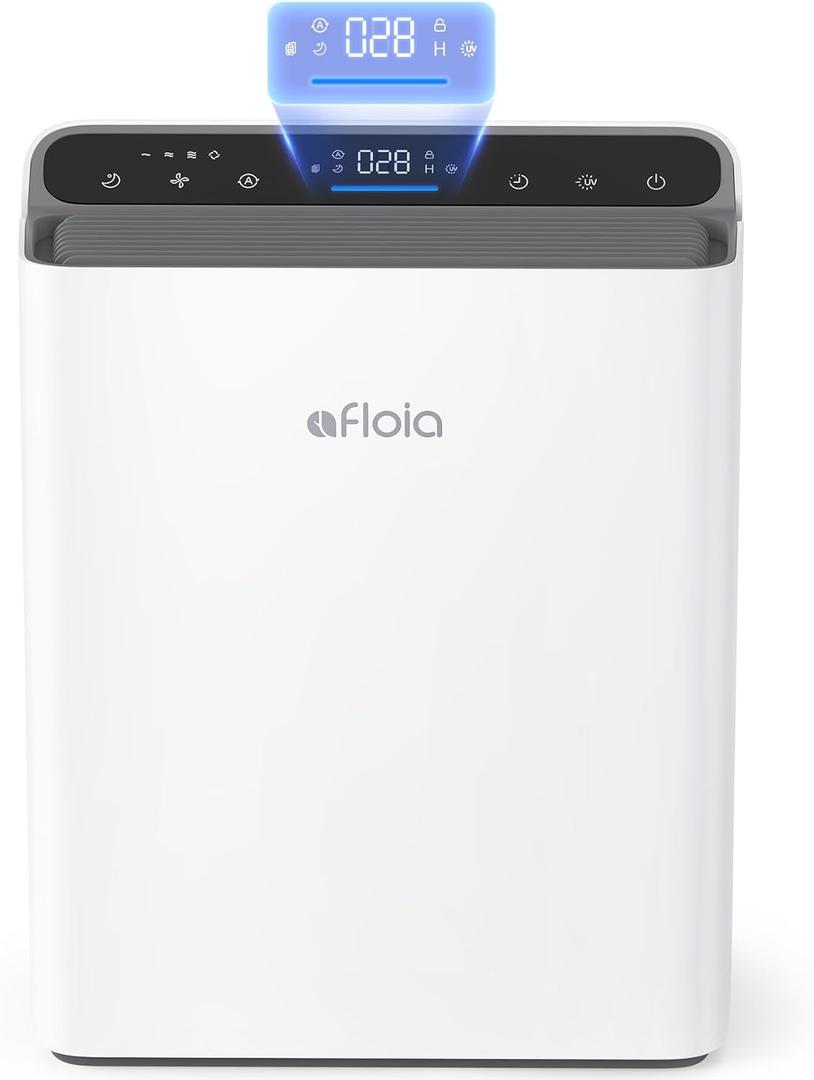 Air Purifier for Home Large Room Bedroom Up to 2000Ft with PM2.5 Display Air Quality Sensor&Smart Auto Mode, 3-Stage Filter Cleaner Odor Eliminator, Remove Pet Dander Pollen Allergy Dust Mold Smoke (White)
