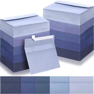 Zhanmai 400 Pack A7 Envelopes Bulk for Invitation 5 x 7 Self Adhesive Envelopes Gradient Colored for Gift Cards, Wedding, Greeting Letters, Mother's, Birthday Party 5.25 x 7.25 in, 120 GSM(Blue)