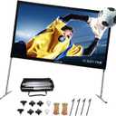 Projector Screen with Stand 144inch, SCREENPRO Portable Fast-Folding Movie Screen with (Max 20.7") Adjustable Leg and Carry Bag, 16:9 HD 4K Indoor/Outdoor Projector Screen for Home Theater