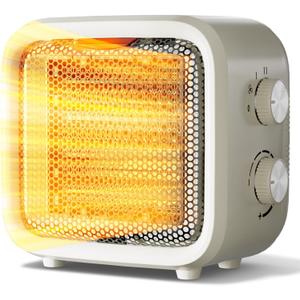 Small Space Heater, 1500W Mini Desk Heater for Office, Portable PTC Ceramic Heater with Thermostat, 2S Fast Heating, Safe & Quiet for Bedroom, Bathroom, Under Desk & Indoor Use (Beige)