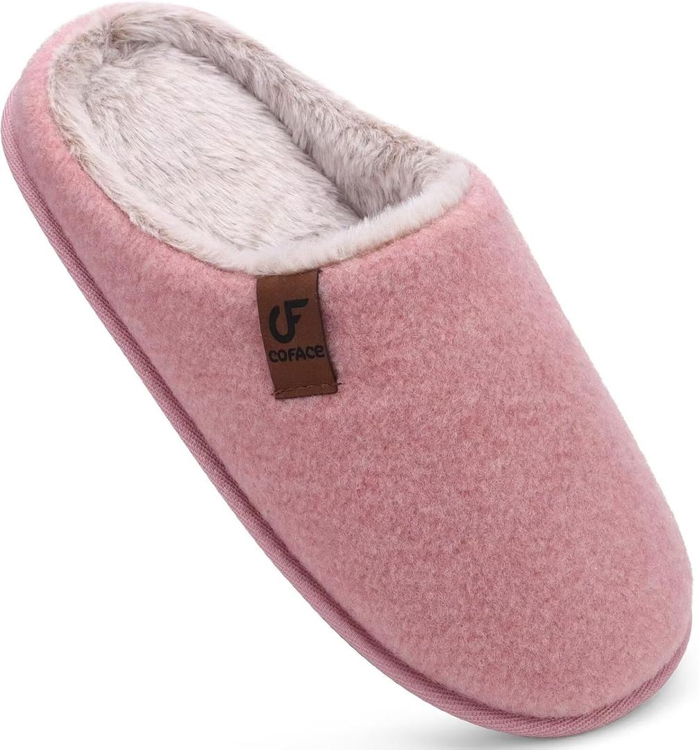 COFACE Womens Cozy Memory Foam Scuff Slippers Warm Slip On House Shoes (Pink)