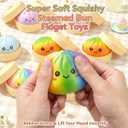 2PCS Rainbow Dumpling Squishies Toys with Food Steamer,Colorful Squeeze Dough Fidget Sensory Stress Balls,Stretchy Hand Desk Toys for Stress Relief Squishies Dumpling Gifts