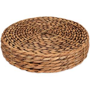 CENBOSS Woven Placemats (13.5" Set of 6, Brown Wash) Round Placemat, Wicker Place mats, Rattan Place mat, Plate Chargers