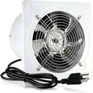 6 Inch Exhaust Fan, 382 CFM Kitchen Exhaust Fan, Wall Mounted Garage Ventilation Fan, High Airflow Extractor Fan Basement Extractor Fan with Backdraft Damper Ideal for Attic Greenhouse Basement Shed