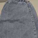 Djeanxa Men's Elastic Waist Jeans Plus Size Drawstring Pull On Jeans Casual Straight Leg Jeans Boys Denim Jogger Pants S-4XL, Light Blue