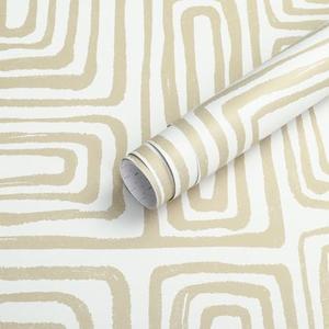 Feisoon 16.14"x197" Boho Peel and Stick Wallpaper Self Adhesive Contact Paper Brown and White Wallpaper Line Patten Wallpaper Modern DIY Removable Wallpaper for Living Room Bedroom Accent Wall Decor, 6 Pack