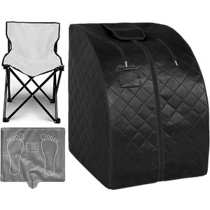 Portable Infrared Sauna, 1 Person at Home Full Body Sauna, Individual Home Spa Tent with Heating Foot Pad, Upgraded Sauna Chair (L 27.6’’ x W 31.5’’ x H 37.8’’, Black)