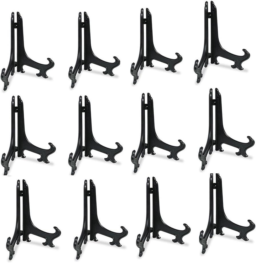 Artliving 3 Inch Black 12pcs/Set Plastic Easels Plate Display Stands Picture Frame Stand Holder