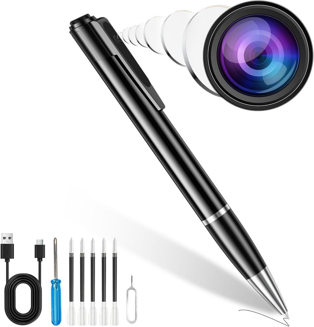 Camera Pen,1080p Video Body Camera with 64G Built-in Memory,MINI Nanny Video Recorder for Meeting,Classroom Reading