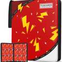 Trading Card Binder 9 Pocket,Card Binder 900 Pockets,Card Book Holder Cards with 50 Removable Sleeves,3-Ring Zip Design MTG/TCG/Sport Collectible Trading Card Albums Gifts for Boys and Girls (Red) (Large)