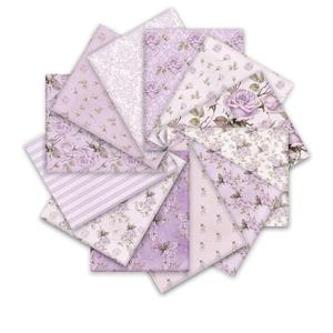 Whaline 12Pcs Vintage Floral Cotton Fabric Bundles 18 x 22 Inch Retro Floral Fat Quarters Purple Flower Quilting Patchwork Squares Sewing Fabrics for DIY Handmade Crafting Home Party Spring Decor