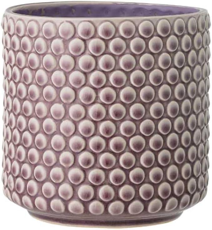 Flower Pot 6’’ Mauve Planter with Polka Dots Modern Ceramic Pot with Crackle Glaze  No Drainage Holes Holds 5’’ Indoor Plant