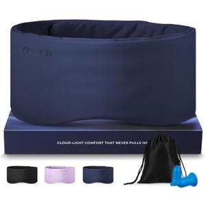 Dual-Sided Sleep Mask for Side Sleepers, Soundless Velcro, Bamboo Fiber & Milk Silk Eye Mask, Zero Pressure Sleeping Mask for Women & Men, Eye Relief Blindfold for Nap, Travel Essentials, Blue