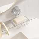 Soap Dish for Shower Clear Acrylic Soap Holder with Self-Draining Design No Drilling Required Strong Fixation for RV Bathroom and Kitchen Easy to Clean and Space Saving