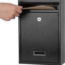 KYODOLED Key Lock MailBoxes for Outside, Locking Wall Mount Mailbox, Security Key Drop Box for Letters Newspapers, Cards, 12.4H x 8.54L x 3.35W Inches, Black