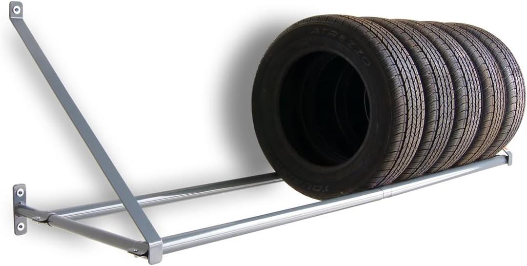 Martins Industries Wall-Mount Tire Rack  Heavy-Duty Steel Storage for 8 Tires | 500 lb Capacity | Fits Up to 34" OD | Adjustable Crossbar | SUV & Light Truck Tire Holder