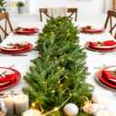 8FT Artificial Norfolk Pine Garlands,Real Touch Artificial Greenery Garland with LED, Suitable for Table, Mantle, Wall,Indoor Outdoor Holiday Winter Christmas Decorations