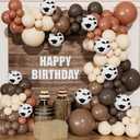 Western Cow Print Balloon Arch Kit, 134 Pcs Brown Beige Coffee and Cow Print Balloons, for Cowboy Birthday, Baby Shower, Western Farm Theme Party Backdrop Decorations