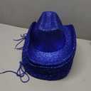 Coume 12 Pcs Cowboy Hat Sparkly Glitter Neon Cowgirl Hat for Women Holographic Space Cap for Bachelor Western Cowboy Party (Blue)