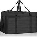 PEASUG Insulated Bags for Food Delivery, XXXL Pizza Delivery Bags for Doordash, Large Capacity Cooler Bag Keep Food Warm for Grocery Shopping and Catering, Foldable, Heavy-Duty (Black)