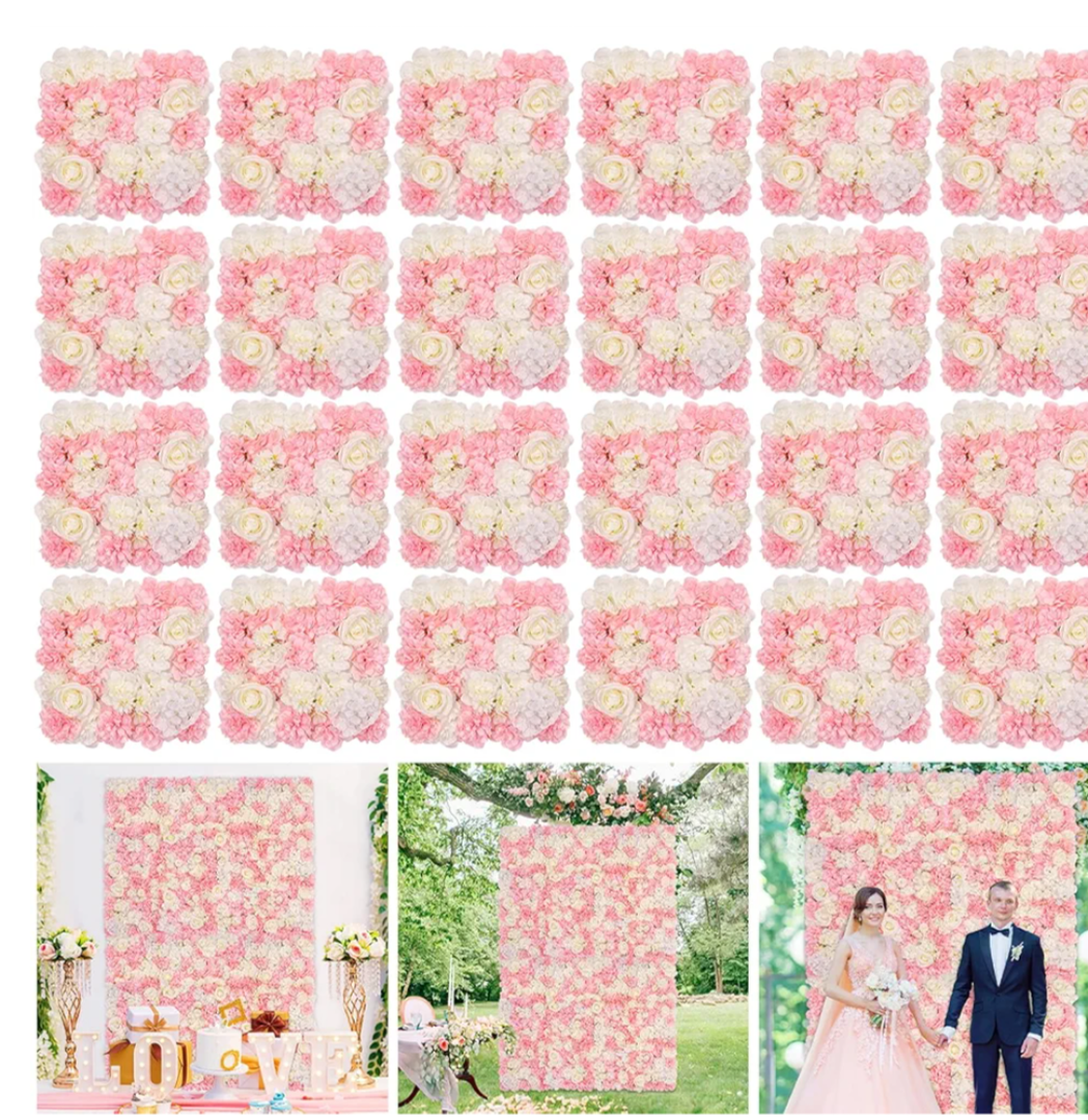 Rose Flower Wall Backdrop Panel - Rose Artificial Flower Wall Backdrops Floral Baby Shower Wedding Background DIYers Event Centerpieces