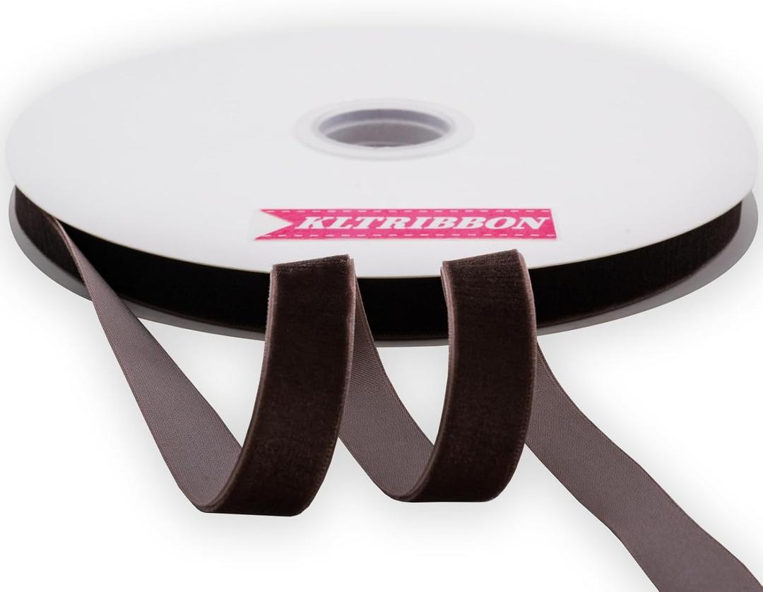 Nylon Brown Velvet Ribbon Single Sided,5/8 Inch X 25Yards Spool