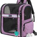 PetAmi Dog Backpack Carrier For Small Large Cat, Pet, Puppies, Ventilated Pet Hiking Backpack Travel Bag, Airline Approved Cat Backpack Carrier, Safety Back Support, Camping Biking, Max 18 lbs, Purple