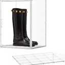Acrylic Display Case with an Adjustable Divider, 2 Tiers XXX-Large Boot Shoe Storage Boxes Clear Plastic Stackable Storage Bin with Lids Super Large Clear Display Box for Shoes, Collectibles
