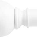 NICETOWN Single Drapery Curtain Rod Set with Chic Round Finials/Ball Caps, 1 1/8 inch Diameter Adjustable Length 72 to 144" Length for French Door, Matte White