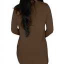 BZB Womens Long Sleeve Tunic Tops Fall Casual Crew Neck Side Split Hi-Low Hem Loose Shirts To Wear With Leggings (Brown, L)