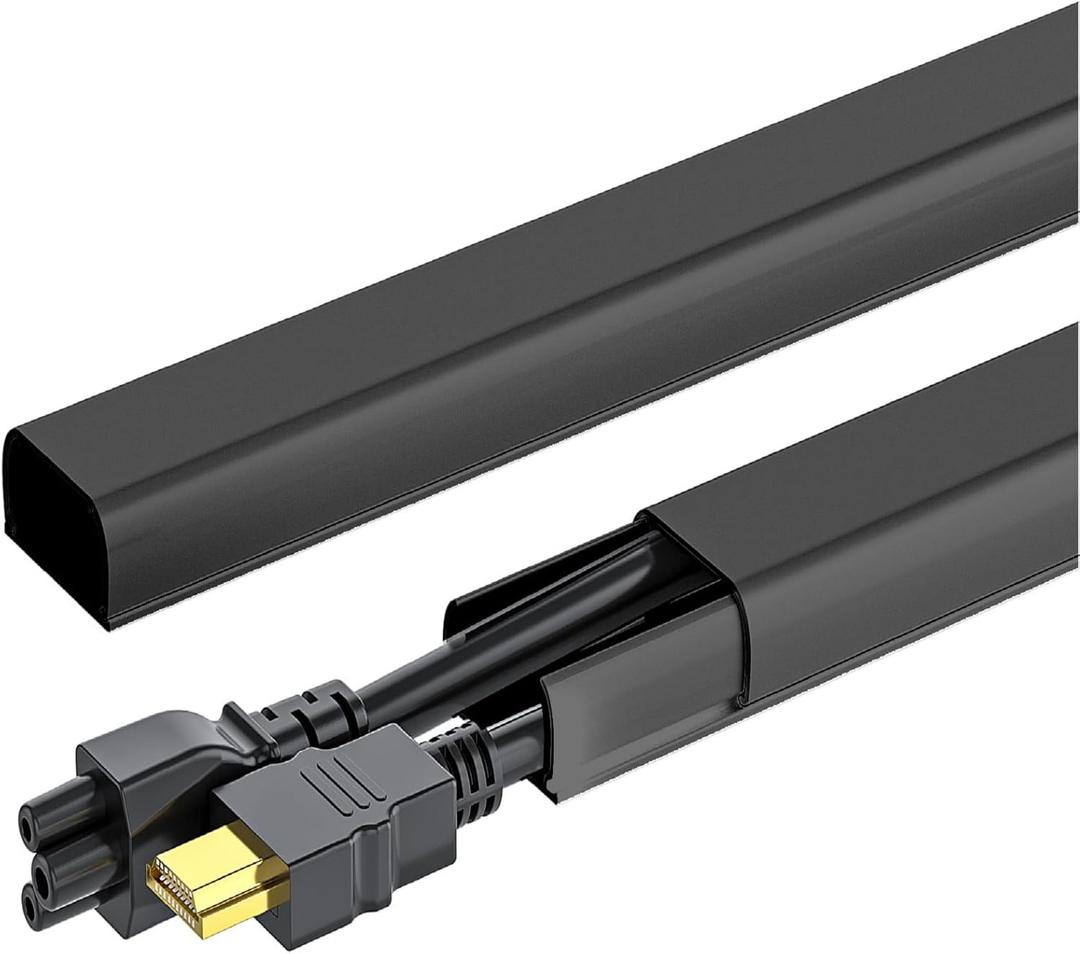 Yecaye 142in Wall Cord Hider for 2-3 Cords, On-Wall Cord Cover Channel, Cable Concealer, Cable Cover Cords Management for Home Office, W0.94in H0.47in, Black