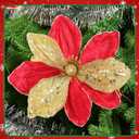 Zeyune 12 Pcs 9.84" Large Poinsettia Picks for Christmas Tree Red Gold Glitter Artificial Christmas Poinsettias Flower with Stems Xmas Floral Ornaments for Xmas Tree Party Wreath DIY Vase Home Decor