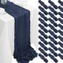 30Pack Navy Blue Table Runner 10FT Cheesecloth Table Runner 35x120inch Cheese Cloth Table Runners Rustic Boho Gauze Table Runners for Party Wedding Birthday Dining Baby Shower Decor