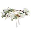 AWAYTR Leaf Flower Crown Garland Headpiece - Hair Floral Wreath Adjustable Flower Headbands for Bridal Wedding Festival Party Flower Leaves Crown (Cream White)