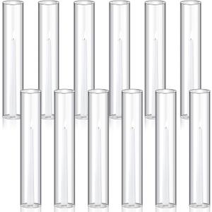 Treela 48 Pcs 2.5" W x 14" H Hurricane Candle Holder Sleeve Bottomless Glass Cylinder Candleholder Tall Candle Glass Cover Clear Open Ended Shade Chimney Tube Cover for Pillar Taper Lamp