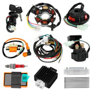 Complete Wiring Harness Kit Compatible with Tao tao Coolster 110cc 125cc Chinese ATV Quad 4 Wheeler 4 Stroke Parts with Ignition Coil Relay Solenoid Voltage Regulator CDI Box Stator Starter
