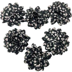10pc Fabric Flowers,Broken Flower Black Chiffon Flat-Back Ruffled Fabric Flowers for DIY Handmade Making Headbands Flower,Crafts Sewing Applique3Inch