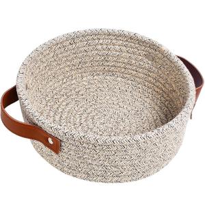 ABenkle Small Storage Basket, Mini Cotton Rope Storage Bin, Cute Tiny Shelf Baskets, Boho Decorative Toy Organizer for Nursery, Spa, Empty Gift Basket - XS, Mixed Brown