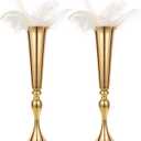Set of 2 Metal Trumpet Vases for Table Centerpieces, Anniversary Celebration Wedding Party Dinner Table Centerpieces, Wedding Decorations, 21.9"/55.5cm Gold Vases