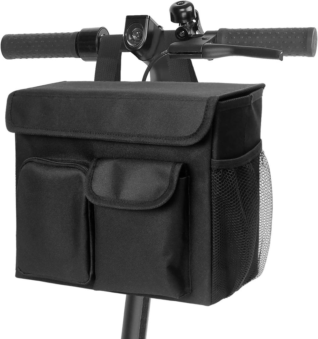 Electric Scooter Basket - Convenient Mobility Scooter Bag With 14-In Laptop Pocket and Cup Holders, Easy Installation for Bike, Mobility Scooter Accessories for Adults