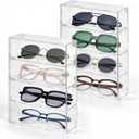 2PCS Sunglass Organizer for Multiple Pairs Clear Acrylic Organizer, 9.65 * 6.89 * 2.56 Inch Plastic Stackable Eyeglass Case Storage Organizers with 4 Drawers for Glasses Jewelry Watch Storage
