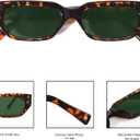 2 x GUVIVI Retro Rectangular Sunglasses for Women Men Chic 90s Rectangle Sunnies Small Narrow Shades Trendy Sun Glasses